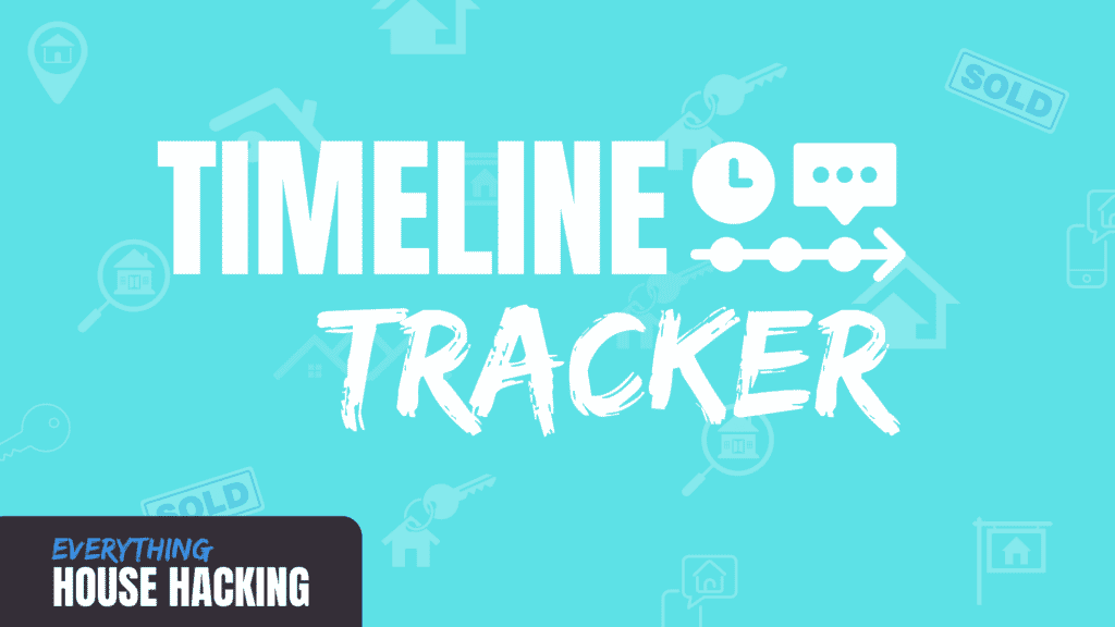 timeline tracker in white text on light blue green background