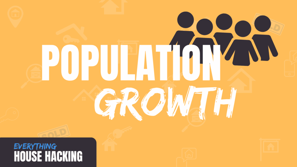 white text population growth on yellow background with people clip art